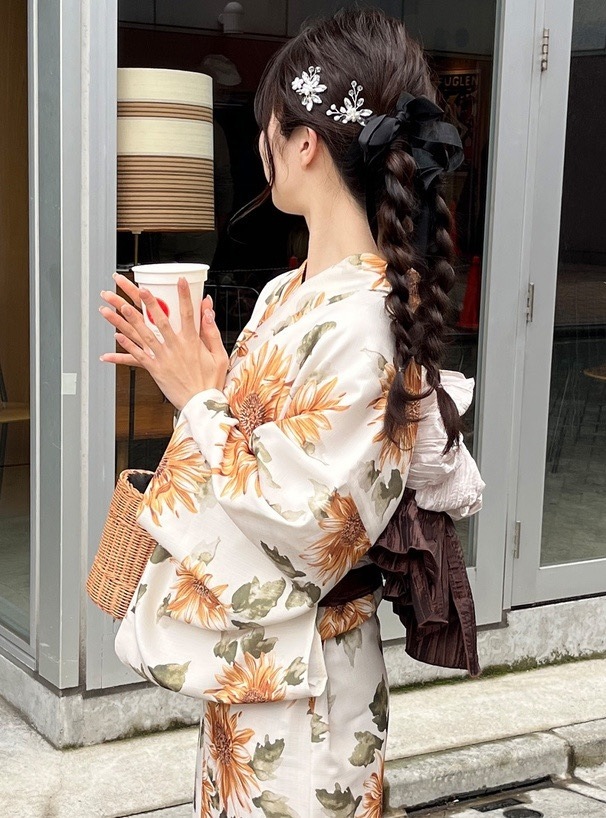 和服浴衣女性伝統正装スタイル純綿生地観光撮影和服