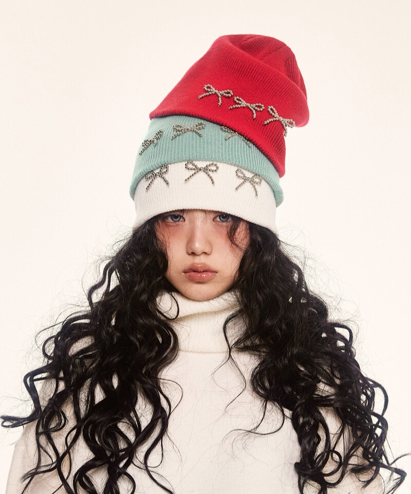 Qoo10 YEGG Ribbon hat 無地 ニット帽 [