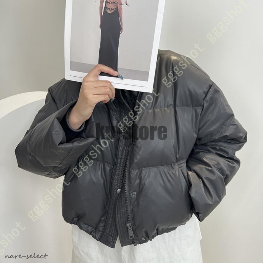 PUレザー ジャケット レディース 長袖 ショート丈 コート アウター 大きいサイズ 冬 ダウンコート 立て襟 ダウンジャケット 大きいサイズ 軽量 防風 防寒