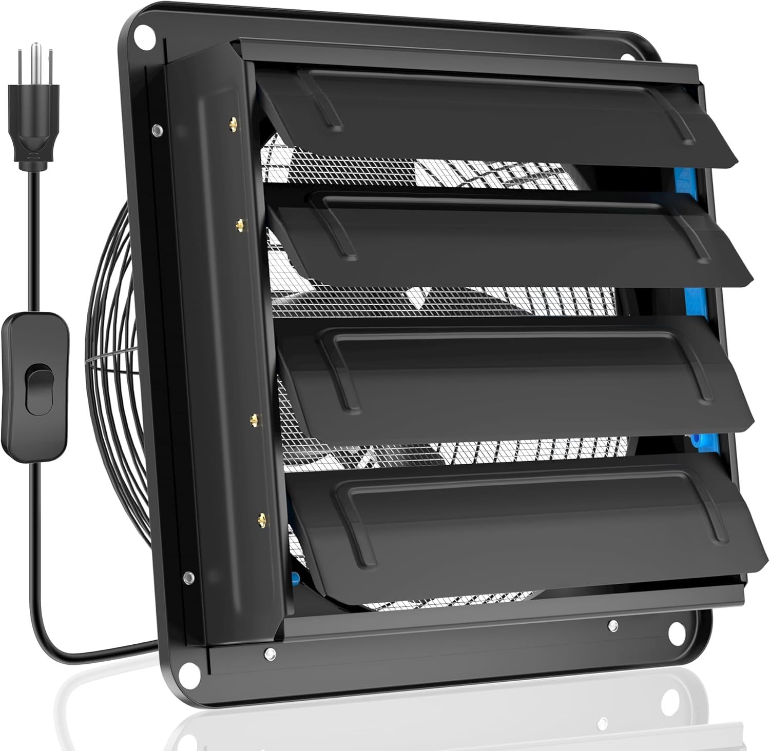 換気扇 350mm 有圧換気扇【インボイス制度登録店】スイッチ付き シャッター付き 産業用有圧換気扇 低騒音 排気専用 単相100V 工場・作業所・倉庫用 (羽根径35cm スイッチでon/off)