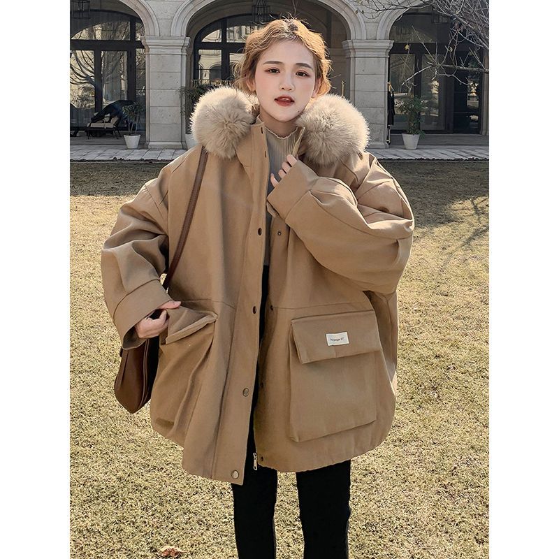 新しい パーカー フード付きアウター 韓国ファッション セミロング 裏起毛 綿入れ ジャケット レディース 保温 中綿コート 防寒 カジュアルコート