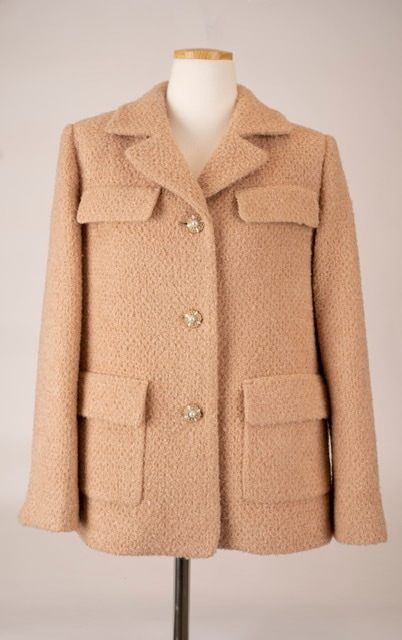 ［ELLGA] 韓国レディースフェミニンツイードウールジャケットpink beige color (ピンクベージュ)