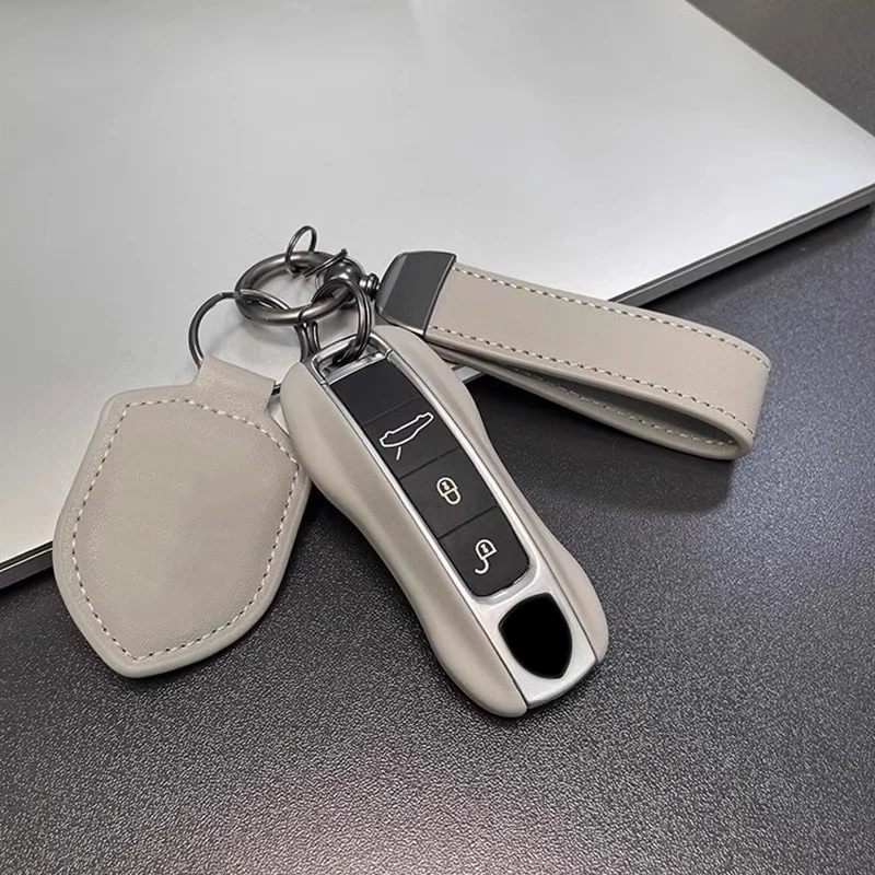 ポルシェ レザー キーケース キーフォブ リモコンカバー キーケース キーカバー ケイマン パナメーラ タイカン 911 新型 対応 輸入品