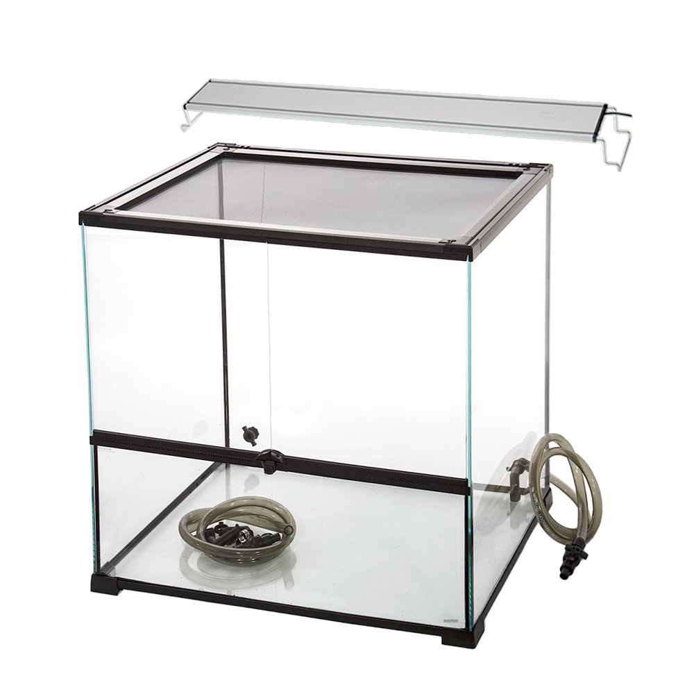 爬虫類ケージ　テラスペース　６０X４５X６０ｃｍ　穴２つあり　ドレン付き　＋　アクロ　ＲＥＣＴＡＮＧＬＥ　ＬＥＤ　ＢＲＩＧＨＴ　６００　ＣＲＣ17―15―05―60―00