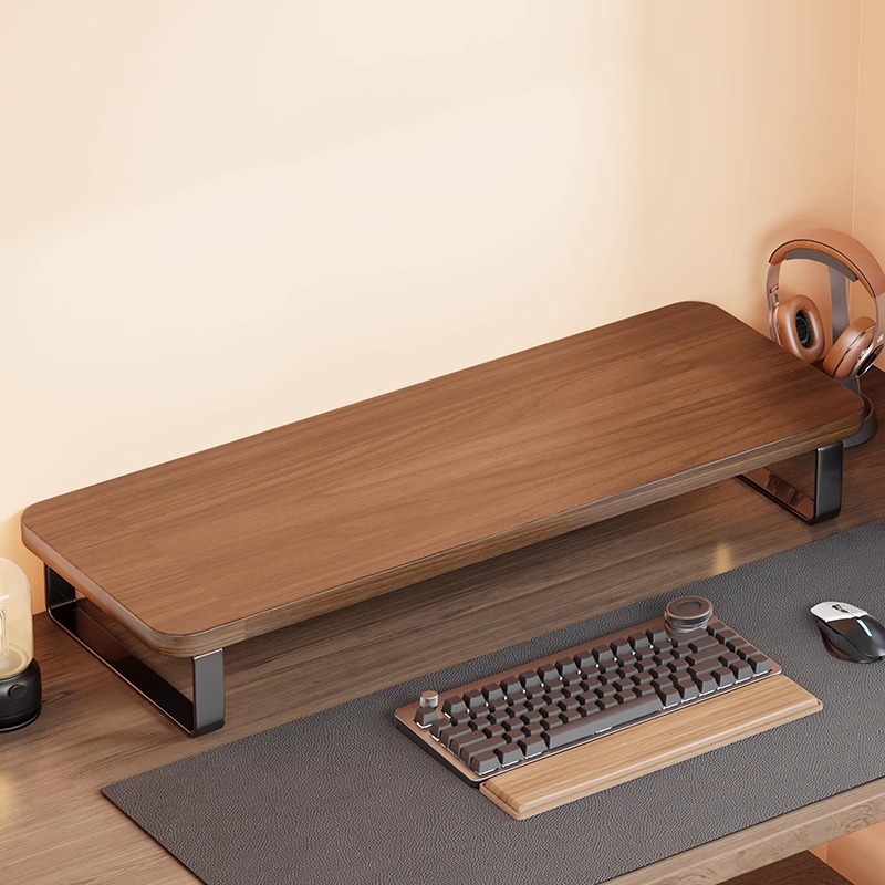 ソリッドウッドコンピューターの高架デスクトップモニター画面ブラケット上昇デスクトップベースオフィスストレージラック