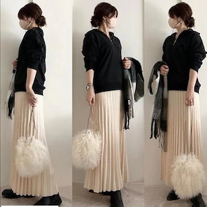 【1つ買うと10個無料】24新作 韓国ファッション ゆったり 着痩せ スカート Aライン プリーツスカート スカート スタイルアップ カジュアル セミロング99