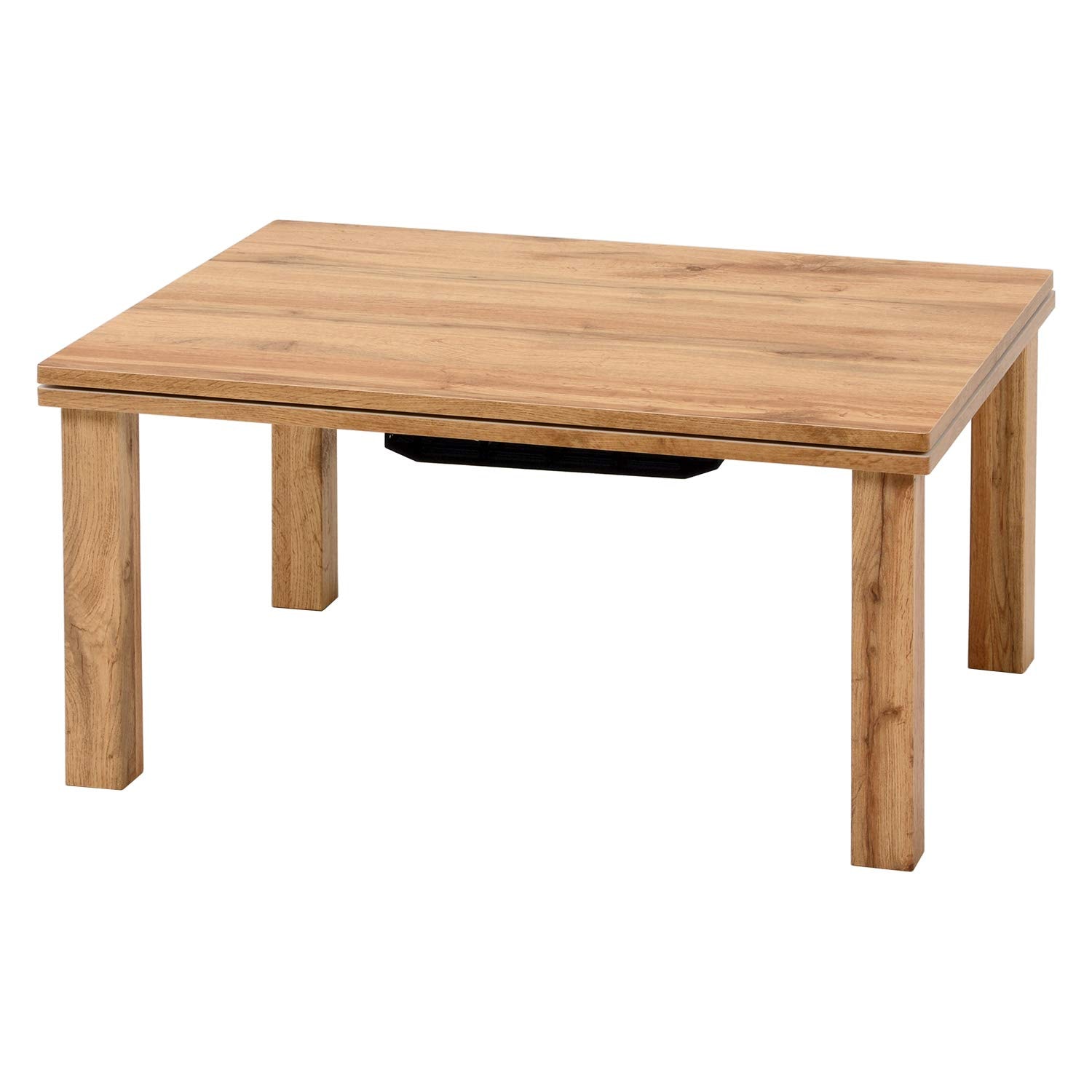 萩原 こたつ こたつテーブル センターテーブル カジュアル 一人用 コンパクト 【リアルな木目調天板】 長方形 ウッド調 ヴィンテージ 奥行60×幅75×高さ37 ナチュラル カルテス7560