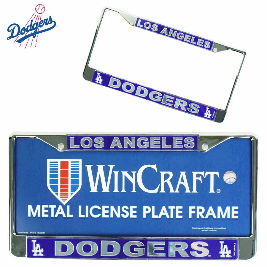 公式 ドジャース グッズナンバープレート フレーム カー用品WINCRAFT MLB LASER CHROME FRAME LA DODGERSオフィシャルグッズ ロゴ ロサン