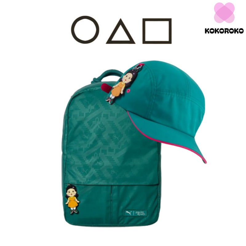 Xイカゲームコラボ] FB Cap - グリーン(025791-02) +イカゲームバックパック - グリーン(090918-02)set/ 限定企画商品/ イカゲームファッション/