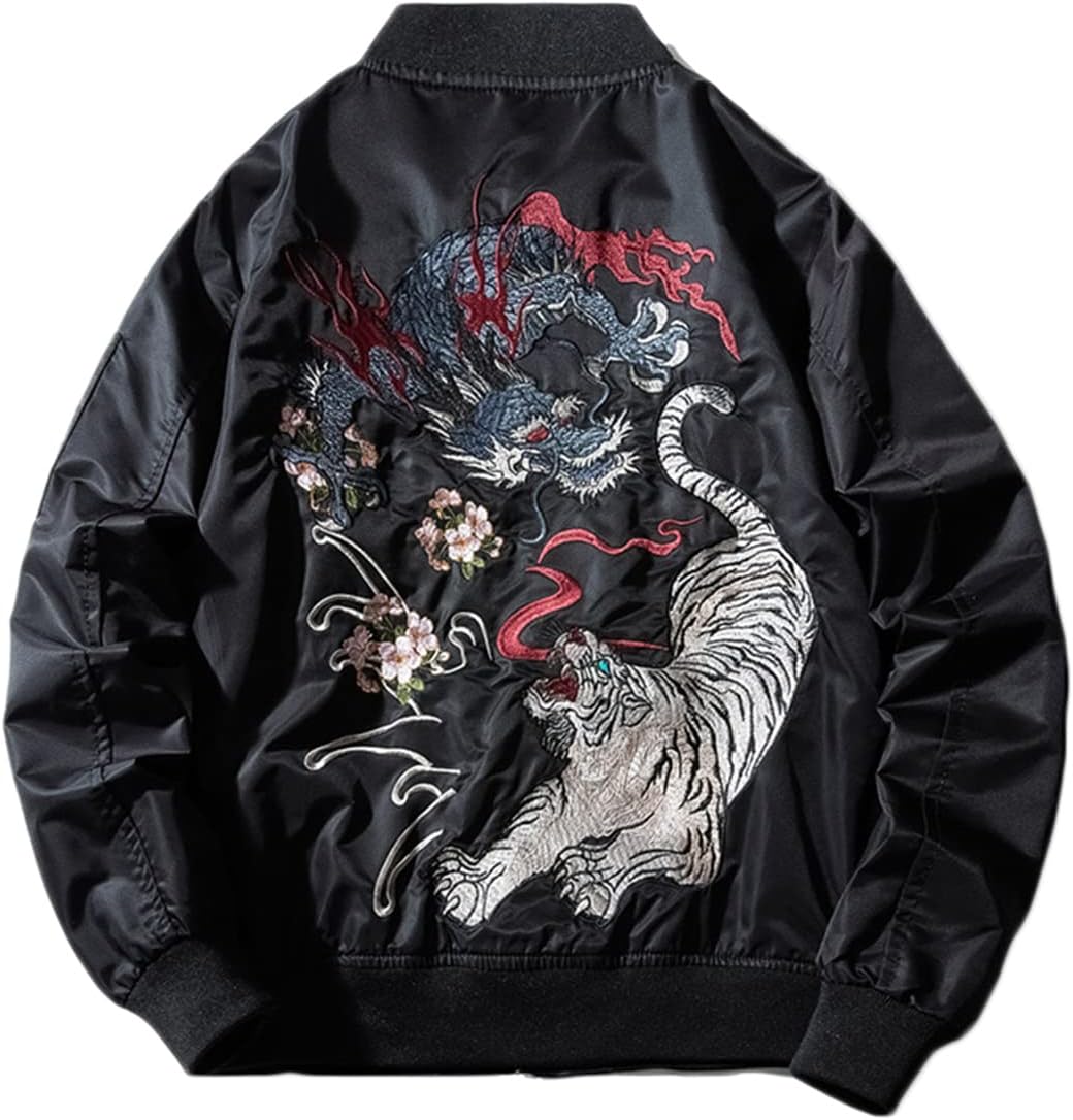 スカジャン 和柄 刺繍 サテンジャンパー メンズ MA-1 フライトジャケット ジャケット スカジャンパー スタジャン 秋冬 ファッション ブルゾン アウター 大きいサイズ