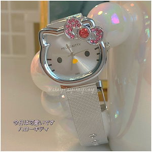 ハローキティ腕時計jk少女心ソフト萌えレトロ金属ネット腕時計女性ベルトドリル