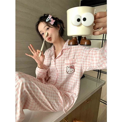 Qoo10] 人気 新作 格子 キティちゃん パジャマ