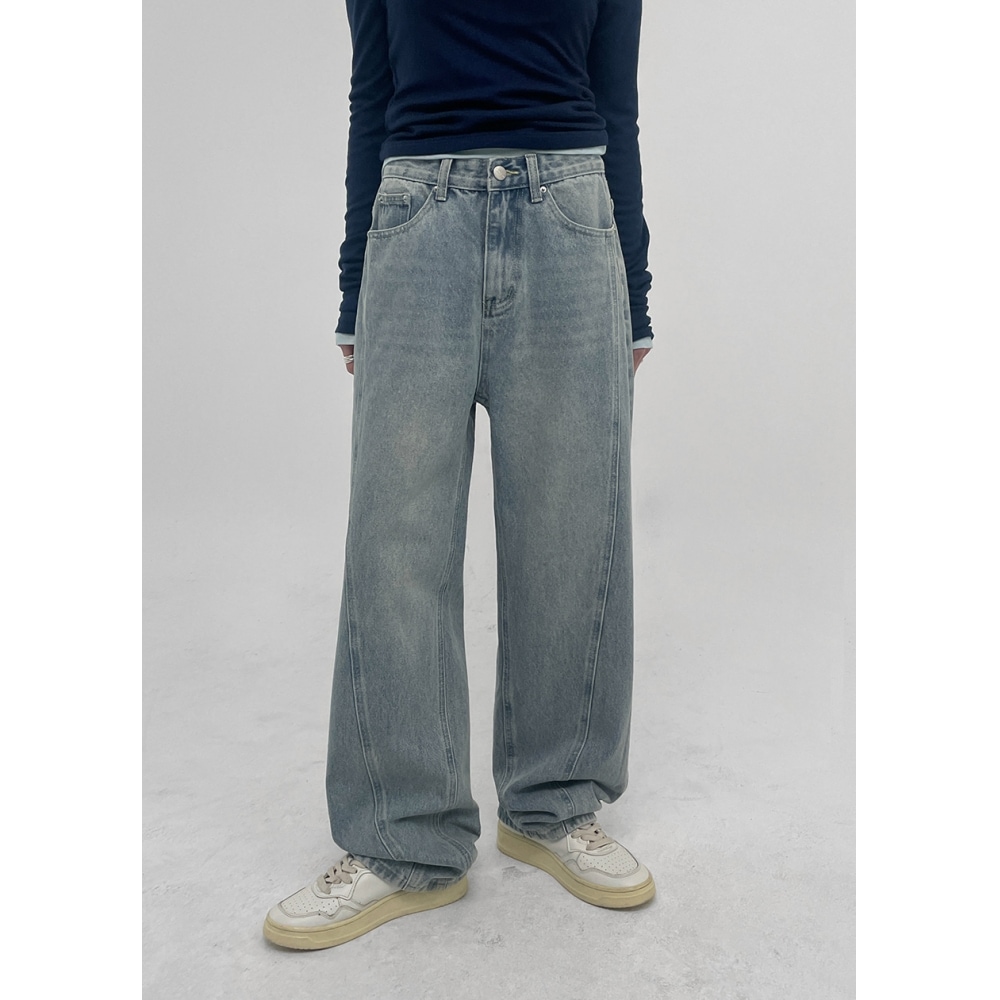 ブラックアップ [8,000個販売] [MADE] ペカル切開付きワイドデニムパンツ