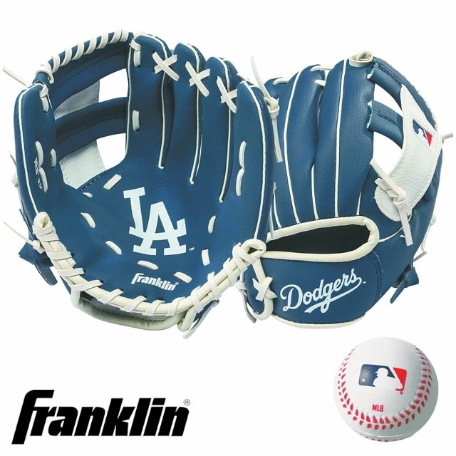 フランクリン MLB グッズ メジャーリーグ カシマヤ製作所 LA ドジャース 9.5インチグローブ＆ボールセット ベースボール キッズ ジュニア ホビー 子供用 おもちゃ ブルー 76099F19