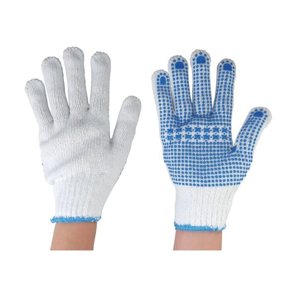 （まとめ）丸和ケミカル すべり止軍手 ブルー粒 L 1012-BL 1パック（12双）[x3]