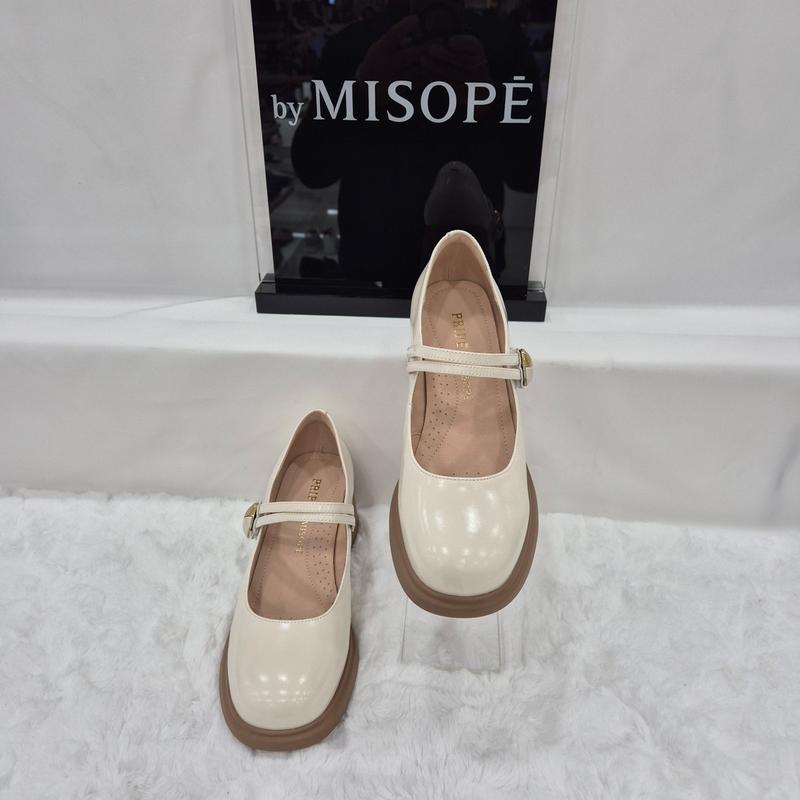 By 女性 ゴールド バックル メリージェーン シューズ 112HT431DF021 IVORY 2 JJ