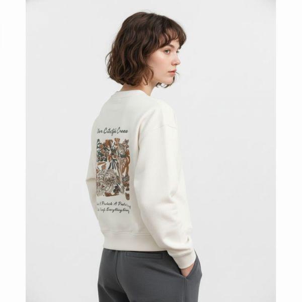 SNOWPEAK APPAREL 女性 トロピカル グラフィック セミクロップ スウェットシャツ S25SWFHT53 バターアイボリー