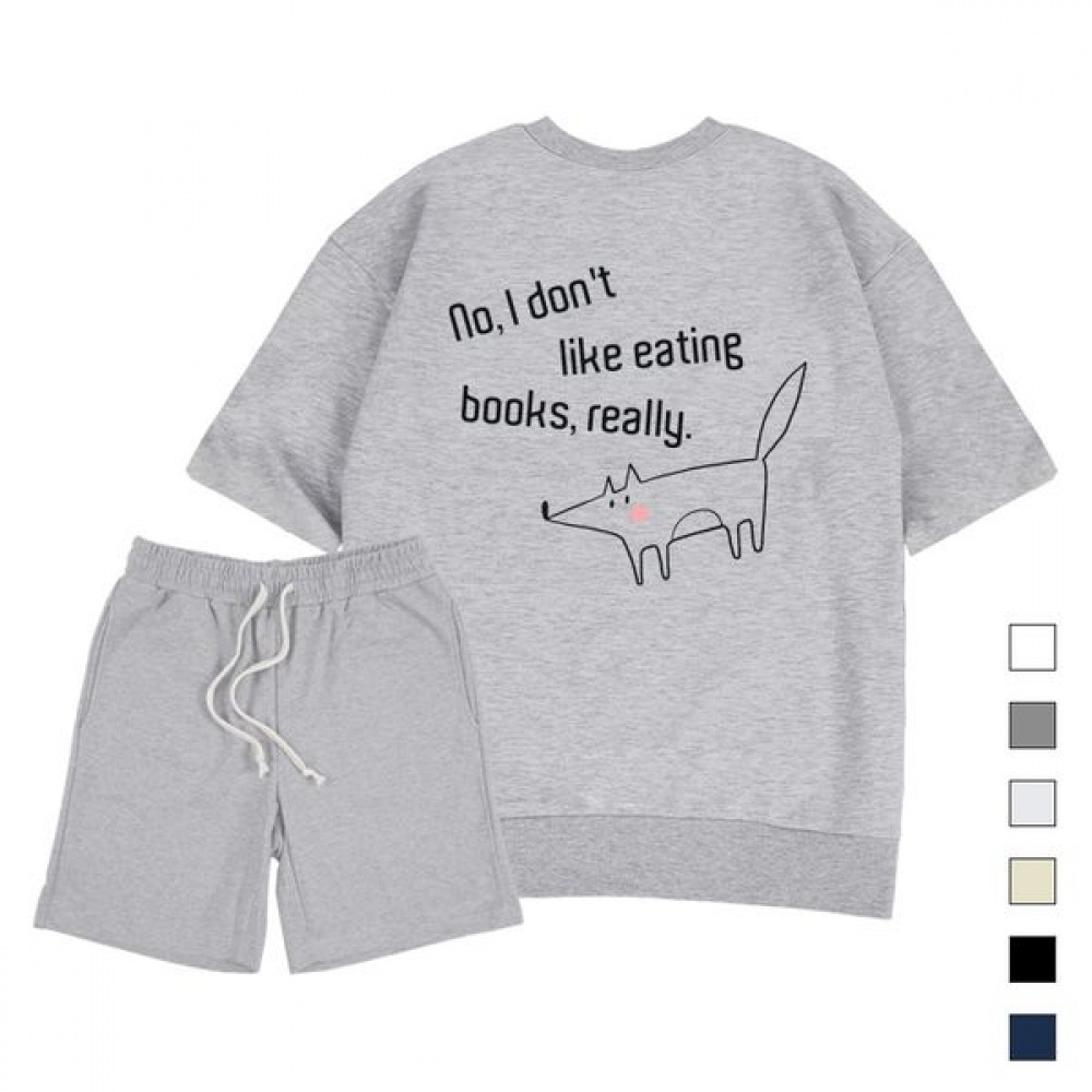 [ポール＆ポール] イーティングブックスオーバーフィット半袖スウェットシャツショーツセット