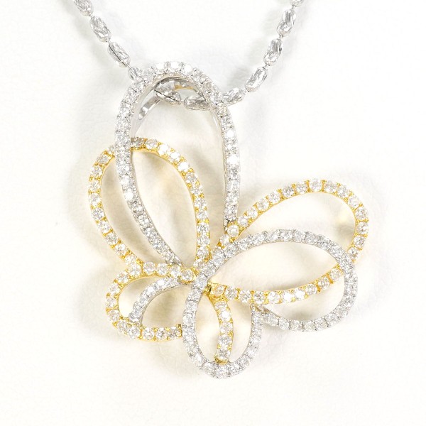 K18 18金 WGYG ネックレス ダイヤ 0.74 カード鑑別書 ジュエリー 中古