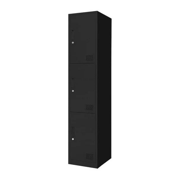 法人限定 Netforce FAC-S3-2-W-BK ブラック ファシル スリム スチールロッカー (鍵付き 3人用 1列3段) メーカー直送