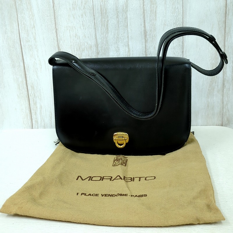 【中古】MORABITO モラビト レザー ハンドバッグ バッグ ブラック