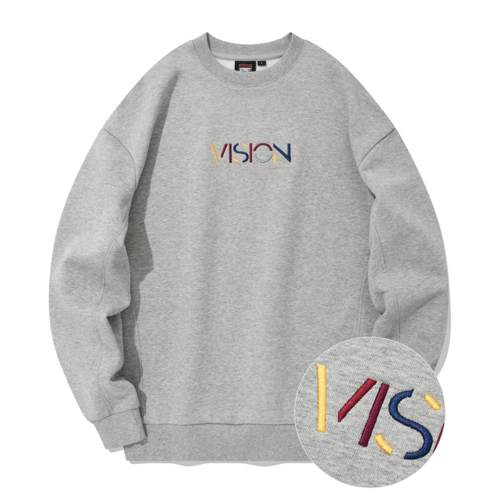 VISION StreetWEAR VSW スプラッシュ クルーネック グレー