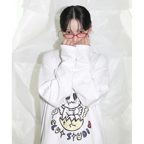 ★2025SS新作★CLUT STUDIO★Confused Cat T-shirt Qoo10 CLUT STUDIO Confused Cat T Tシャツ・