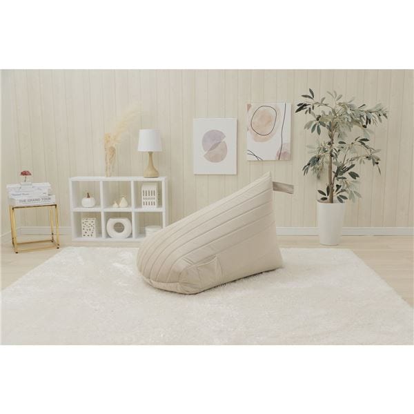 大人かわいい背もたれのあるビーズソファ（ベロア生地） ベージュ