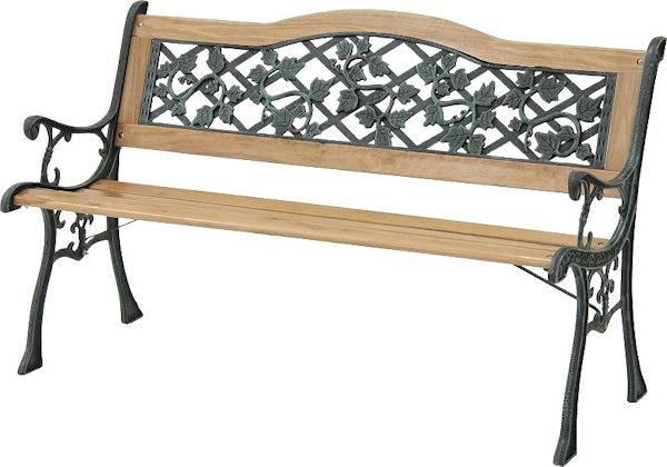 リーフ柄ガーデンベンチ パークベンチ ベンチ チェア ガーデンチェア 屋外ベンチ 木製（555）