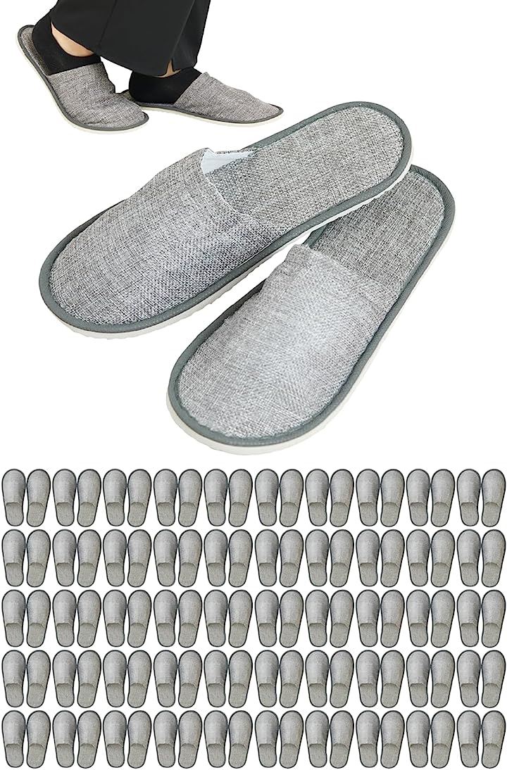 使い捨てスリッパ 旅行用 室内来客用 学校行事 男女兼用( 綿麻グレー50足, 28.0 cm)