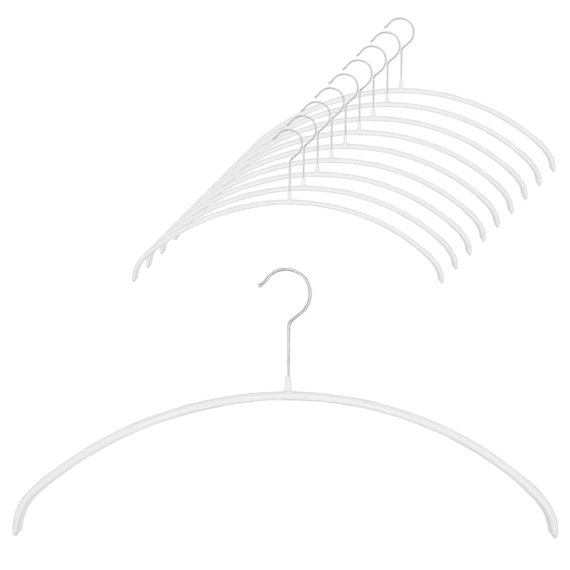 MAWA(マワ) ハンガー エコノミック46 [10本セット,ホワイト] スリム 薄型 省スペース 滑り止めコーティング 丸型ハンガー ニット・シャツ・ブラウスに最適 360回転フック 46x22x