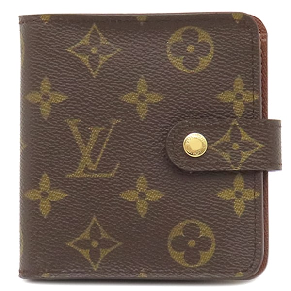 ルイヴィトン LOUIS VUITTON 二つ折り財布 コンパクトジップ モノグラムキャンバス モノグラム ゴールド金具 茶 M61667 MI1015【中古】
