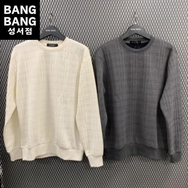 HC04 秋の男性 ニット型スウェットシャツ リブ長袖Tシャツ ジャカード リブ袖口 柔らかい (S41298641)