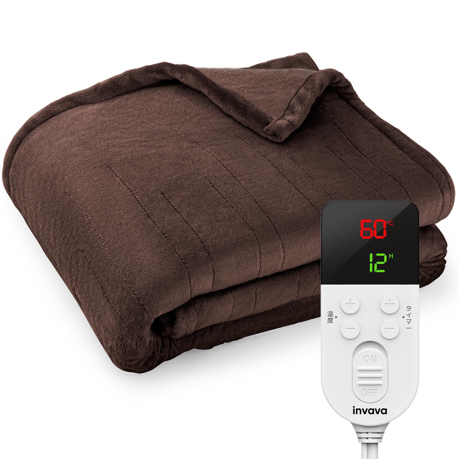 invava【睡眠専門家監修】電気毛布 敷き 敷き毛布 セミダブル/ダブル 190*130cm 電気 掛け敷き毛布 【25~60℃までフリー温度調節機能 1～12時間タイマー 即暖】 掛け敷き兼用