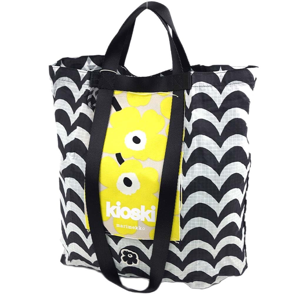 マリメッコ バッグ トートバッグ レディース 肩掛け 花柄 ウニッコ イエロー×ブラック FUNNY TOTE LAINE marimekko 091668-821