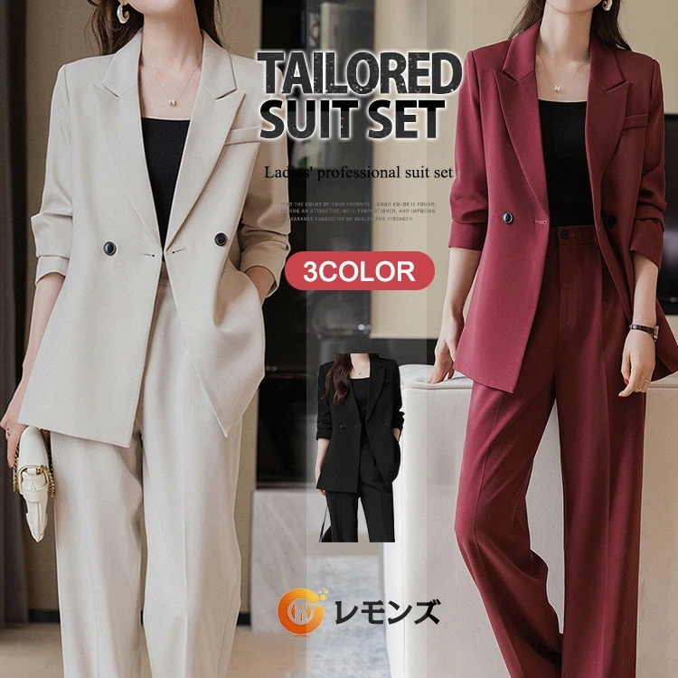 パンツスーツ レディース スーツ スーツセット レディーススーツ 2点セット ビジネススーツ セットアップ 大きいサイズ フォーマル ジャケット パンツ 入学式 卒業式 上下セット 30代 40代 5