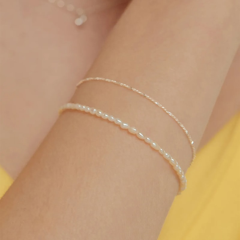 パール アンド シルバー チェーン ブレスレット