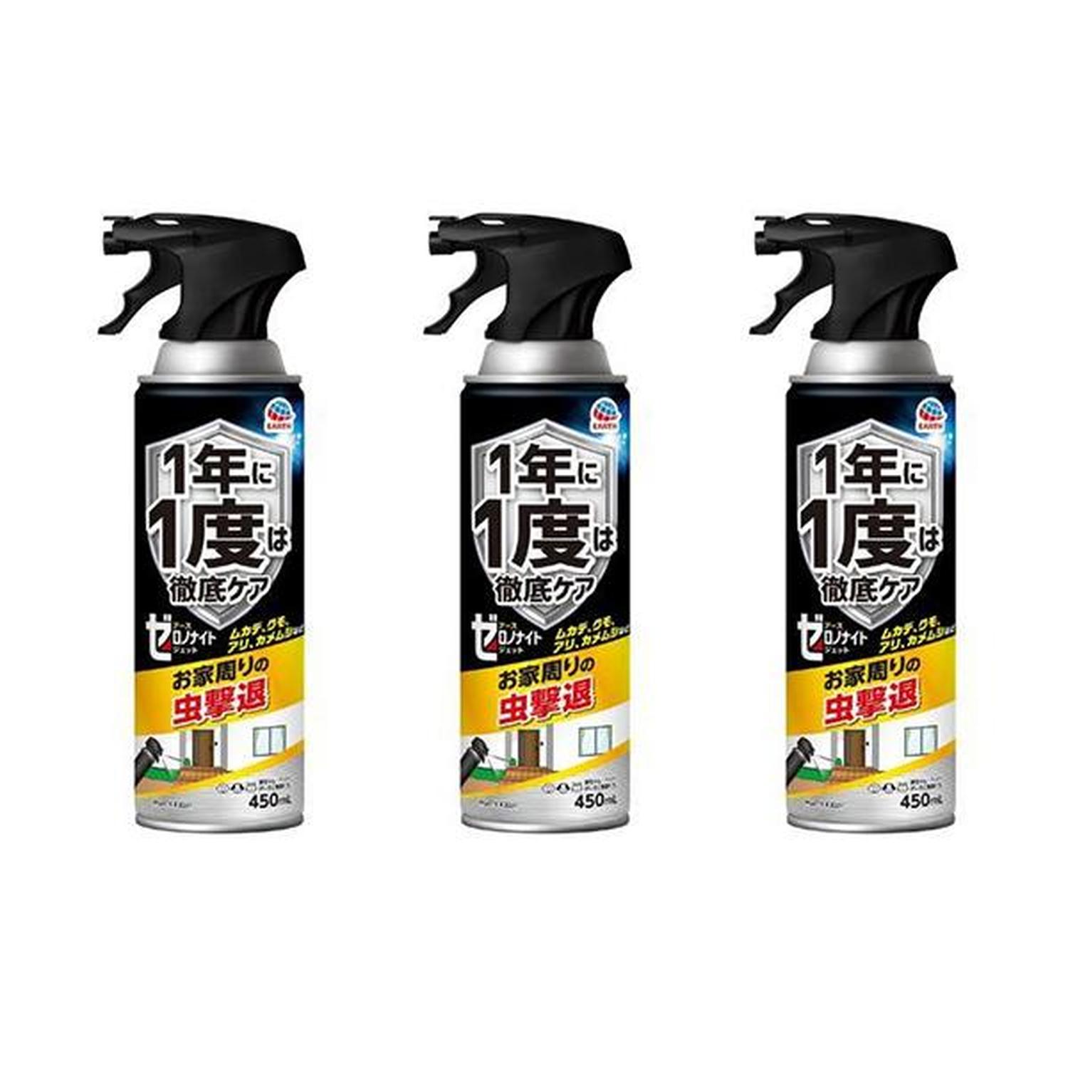 3個セット アース製薬 ゼロノナイト イヤな虫用 ジェット 450ml ムカデ クモ