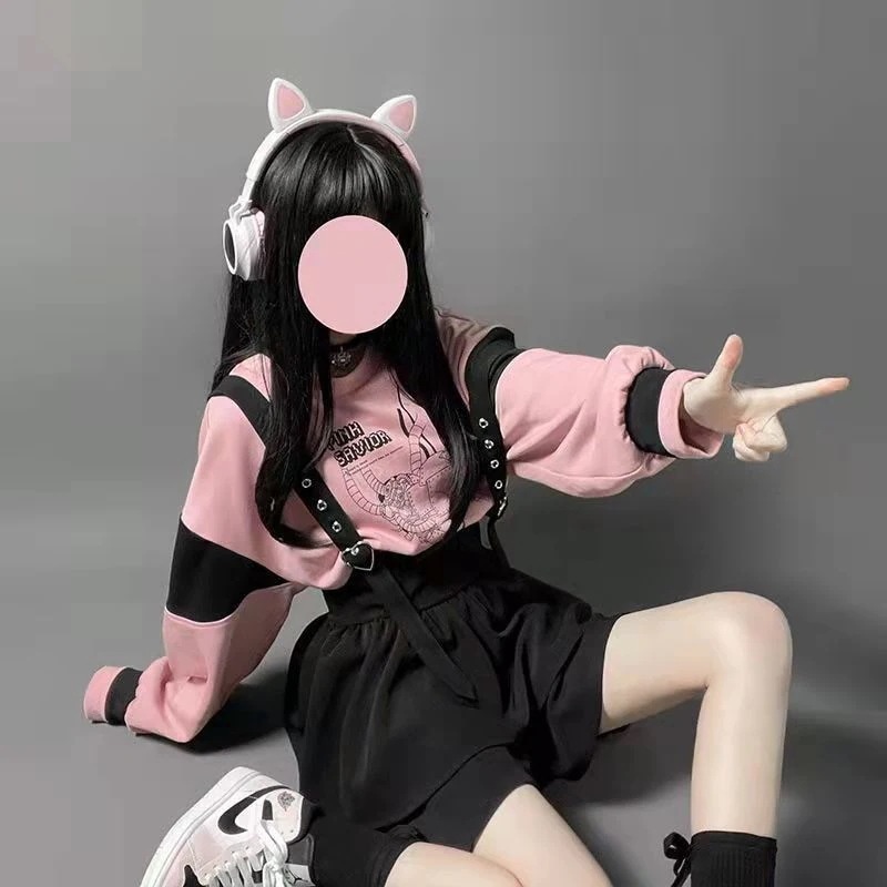 ロリータ コスプレ 春夏 新作 JK 二点セット サロペットスカート 可愛らしい セット