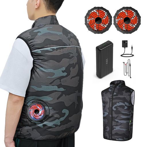 [KLIFE] ファン付きベスト バッテリーセット【2025新登場&28V超高出力& 30000MAH大容量】空調作業服 ファンバッテリーセット 4段階風量調節 空調ベスト 薄い 軽量 UVカット 男