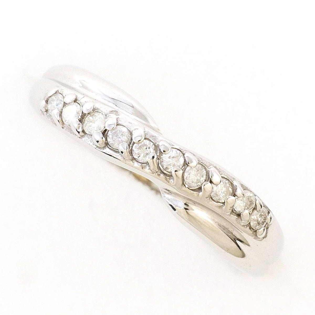 K18 18金 WG ホワイトゴールド リング・指輪 6号 ダイヤモンド 0.10ct 総重量約1.2g 中古