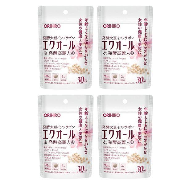 オリヒロ エクオール 発酵高麗人参 90粒入 30日分 4個セット 大豆イソフラボン ORIHIRO ポスト投函