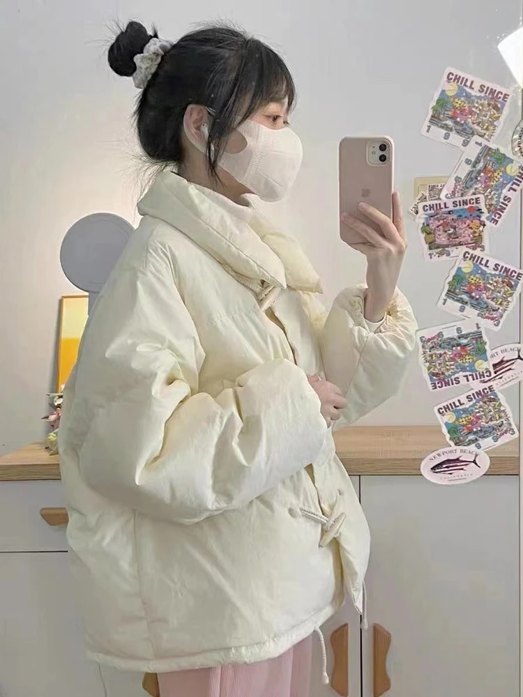 スウィートホーン ボタンダウンジャケット 女性用 2024 ゆったり 小さめ ショート 綿パンジャケット 学生用安い