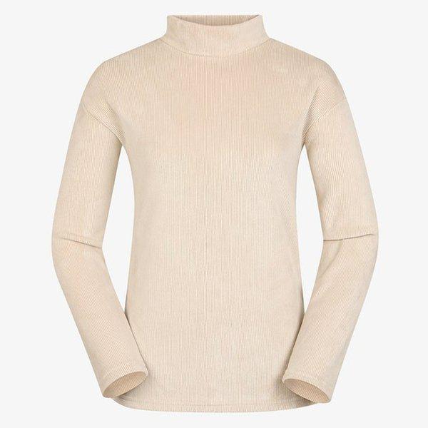 女性用ベージュハーフネックリブ起毛Tシャツ/女性用秋冬長袖TシャツPW3WT22W811_IC