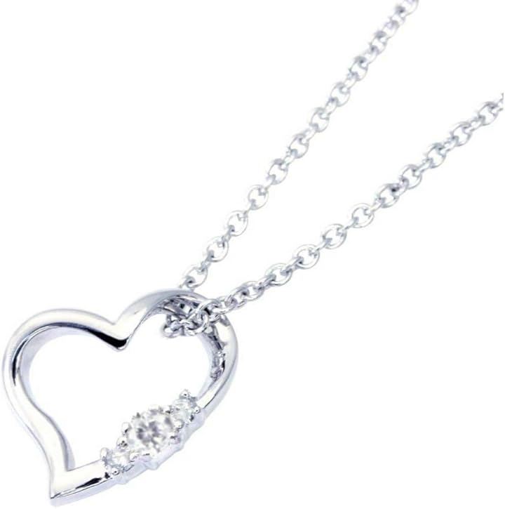 ハートダイヤモンド レディース ペンダント 4月の誕生石 40cm ネックレス(クリア)