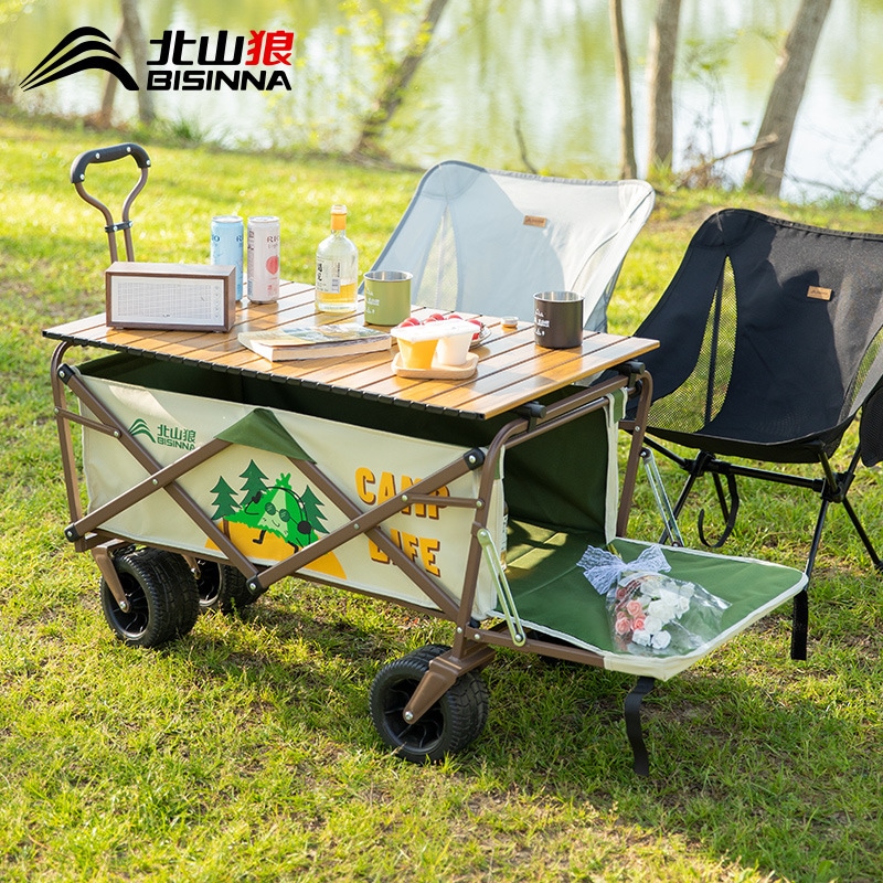 キャンプカートキャンプピクニックキャンプ折りたたみテーブルボードを追加することができアウトドアポータブルストール手引き小型トレーラー