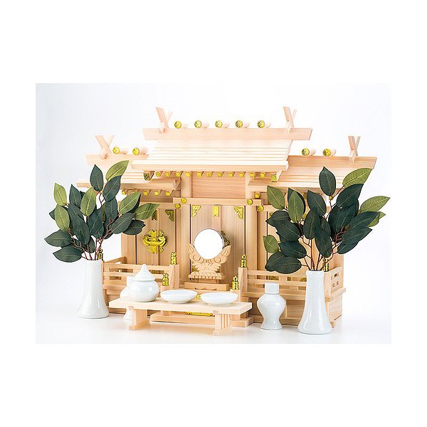 【神棚用神具】屋根違い三社明津セット 中