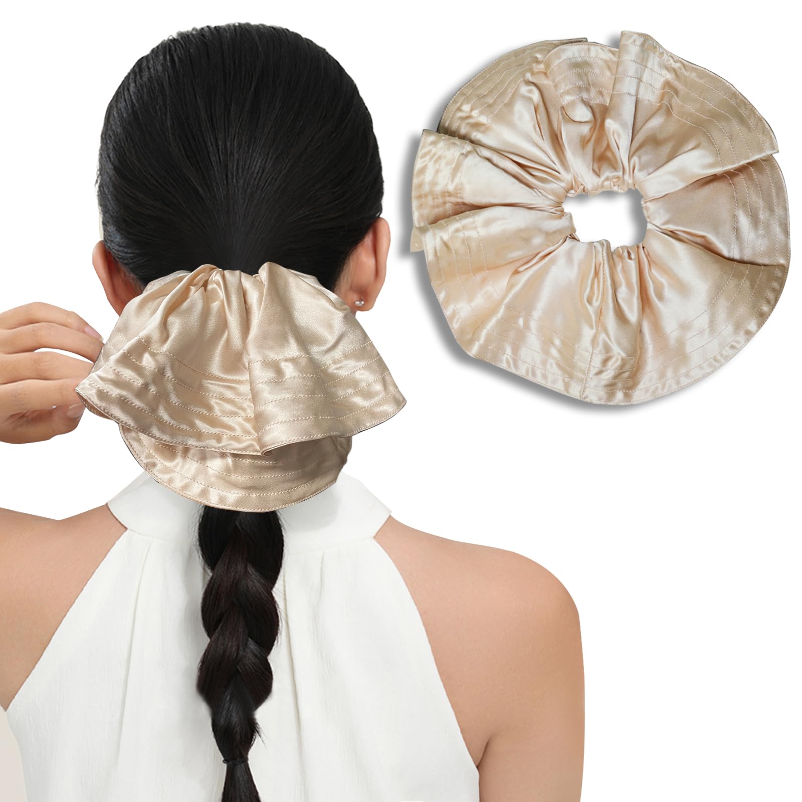 Utukky シルクシュシュ シルクヘアゴム ボリューム 髪ゴム ファッション おしゃれ 大人100%天然シルク 6Aクラス ヘアアクセサリ 髪飾り 静電気防止 髪に優しい 大人っぽい プレゼント シ