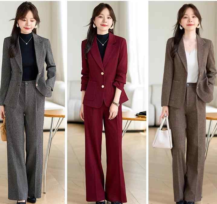 レディース パンツスーツ ウール セットアップ ツイード め トラディショナル 上品 フォーマル ジャケット ブレザー 上着 シック ボタン ポケット ２点セット ワードロープ エレガント 7,494円