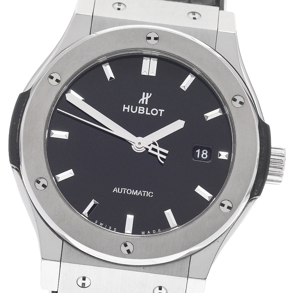 ウブロ HUBLOT 542.NX.1270.LR クラシックフュージョン ブラックシャイニー デイト 自動巻き メンズ 保証書付き_889447【中古】 285,390円